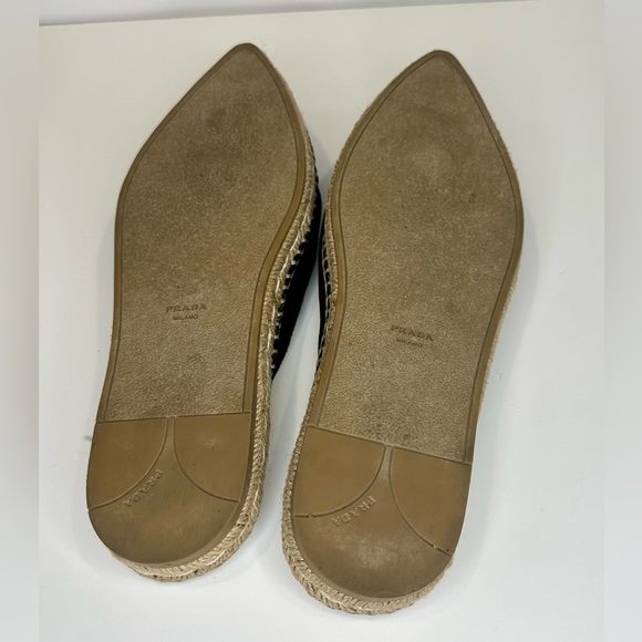 Prada Black Suede Crystal Embellished Pointed Toe Espadrilles - Picture 4 of 5